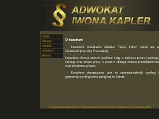 Szczegóły : iwonakapler.pl - Adwokat Katowice